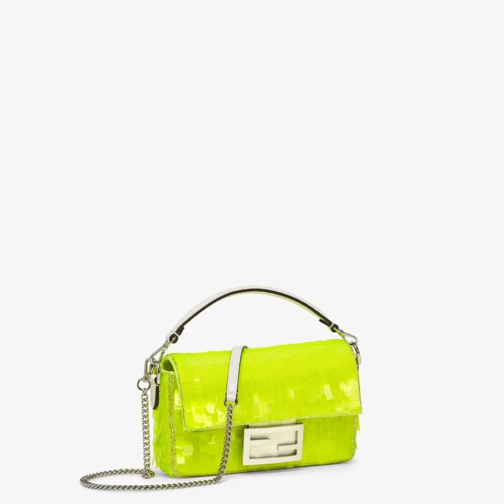 Fendi Schulter- Und Crossbody-Taschen<Tasche Aus Elapheleder Mit Pailletten In Neongelb
