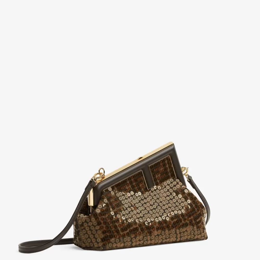 Fendi Schulter- Und Crossbody-Taschen<Tasche Aus Ff-Jacquardgewebe In Braun Mit Pailletten