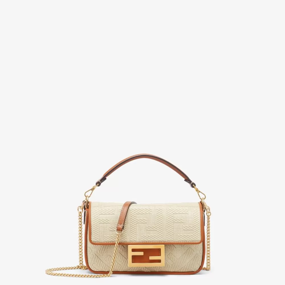 Fendi Schulter- Und Crossbody-Taschen<Tasche Aus Naturstroh Mit Ff-Stickerei