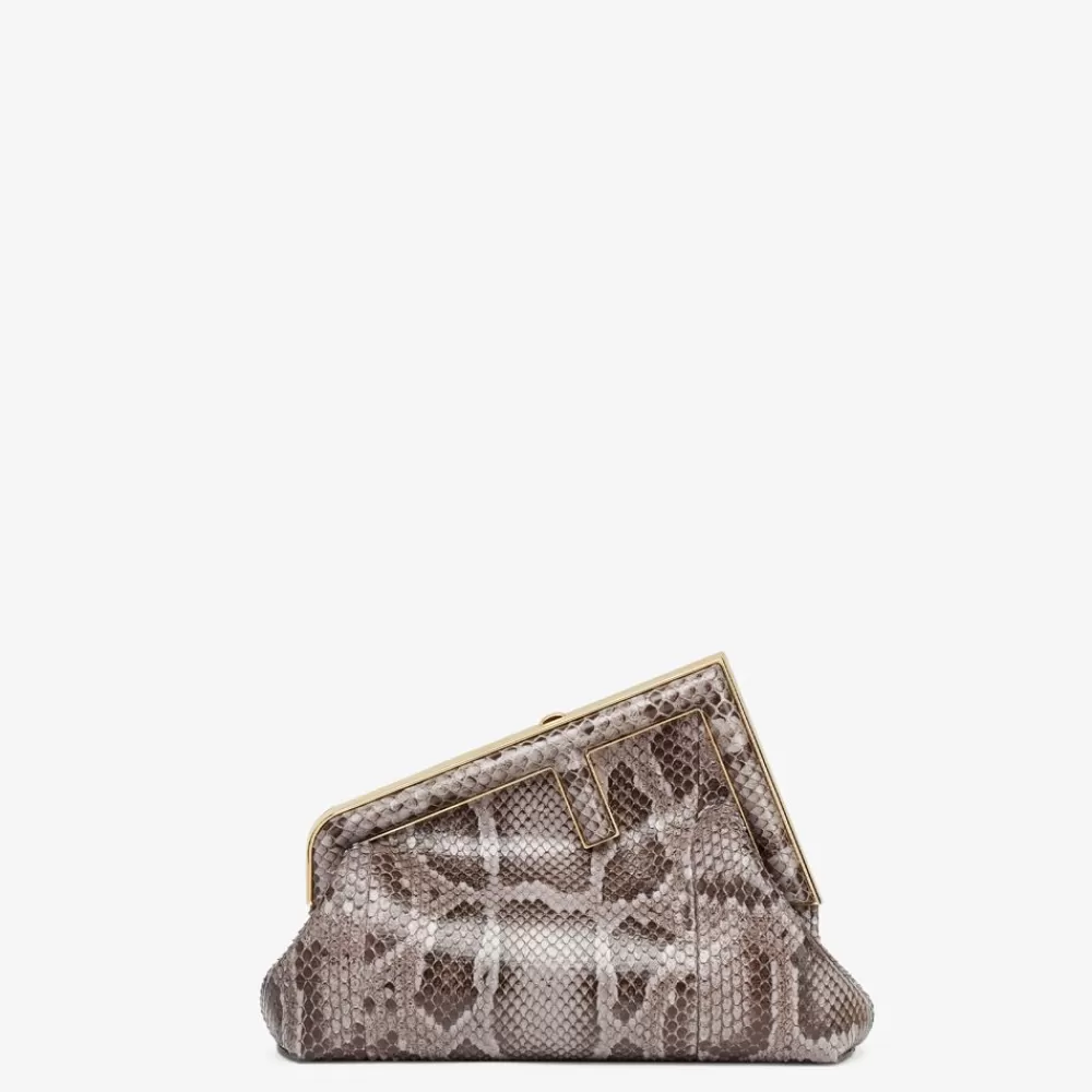 Fendi Clutches & Pochetten<Tasche Aus Pythonleder In Dunkelgrau