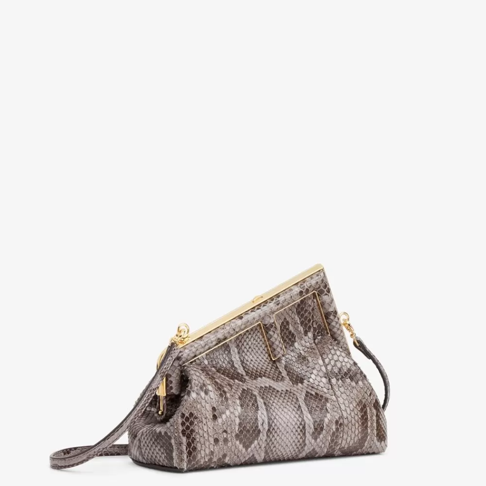 Fendi Clutches & Pochetten<Tasche Aus Pythonleder In Dunkelgrau
