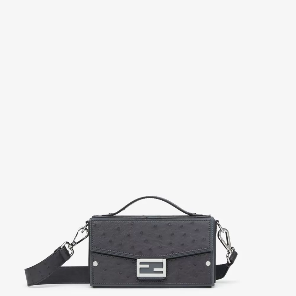 Fendi Messenger Bags<Tasche Aus Strausenleder In Dunkelgrau