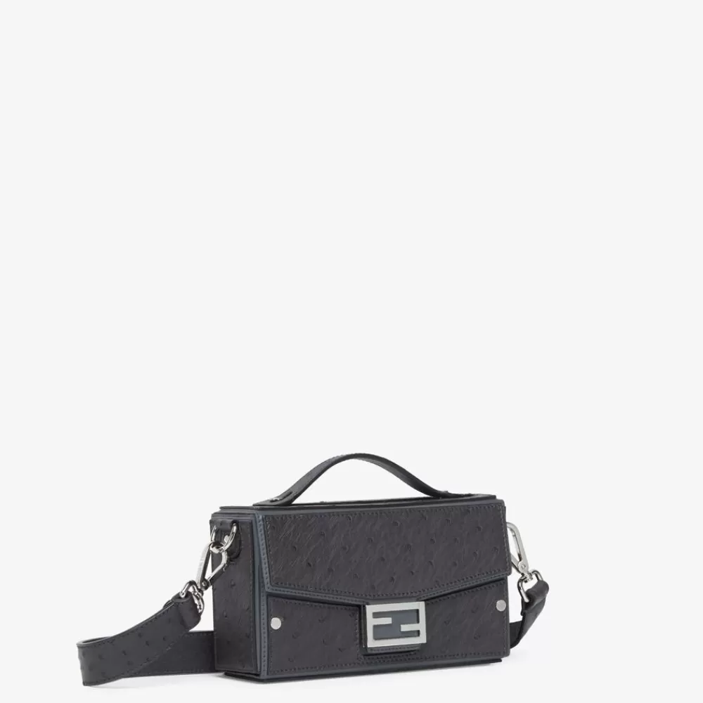 Fendi Messenger Bags<Tasche Aus Strausenleder In Dunkelgrau