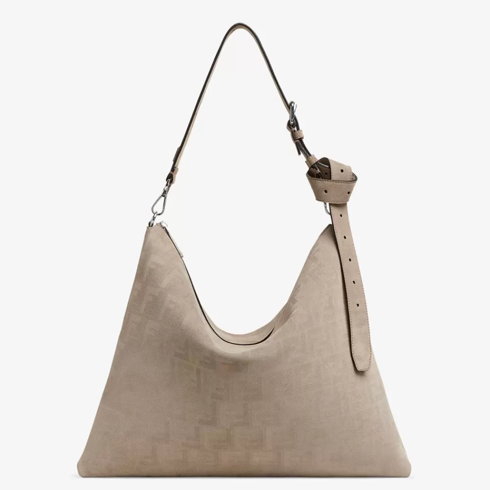 Fendi Messenger Bags<Tasche Aus Veloursleder In Beige