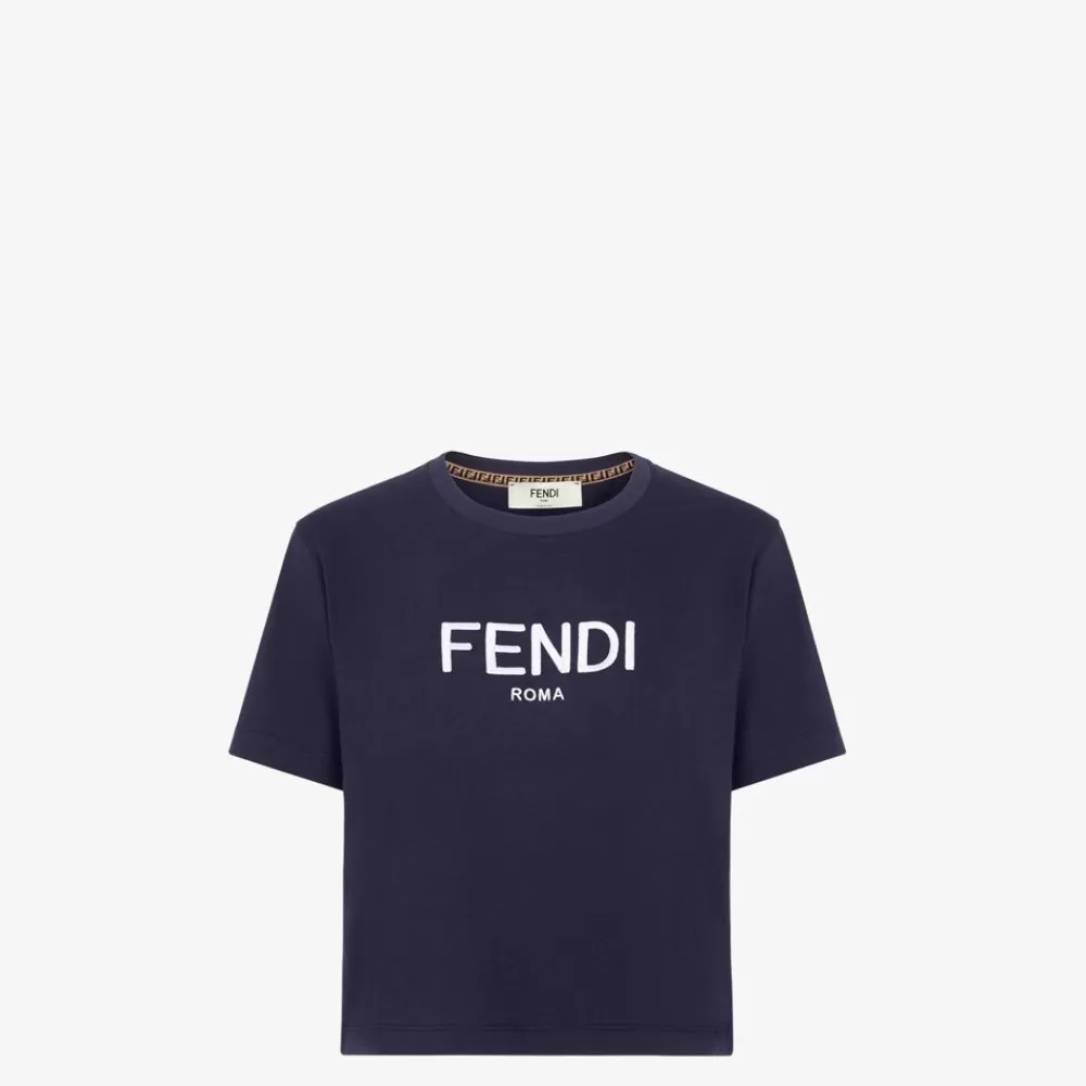 Fendi T-Shirts Und Sweatshirts<T-Shirt Aus Baumwolle In Blau