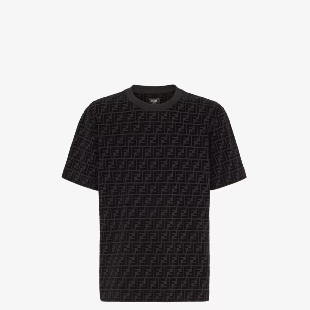 Fendi T-Shirts Und Poloshirts<T-Shirt Aus Pikee In Schwarz