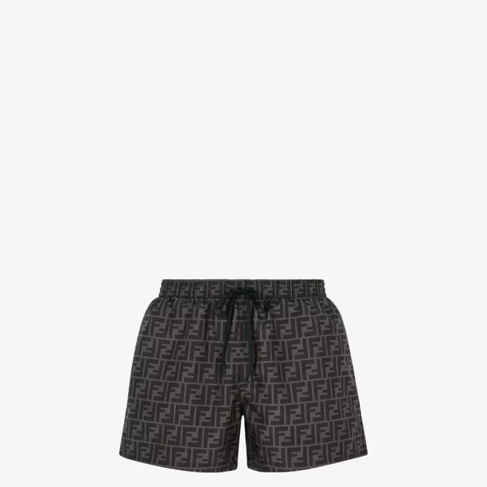 Fendi Swimwear<T-Shirt Aus Technischem Gewebe In Schwarz