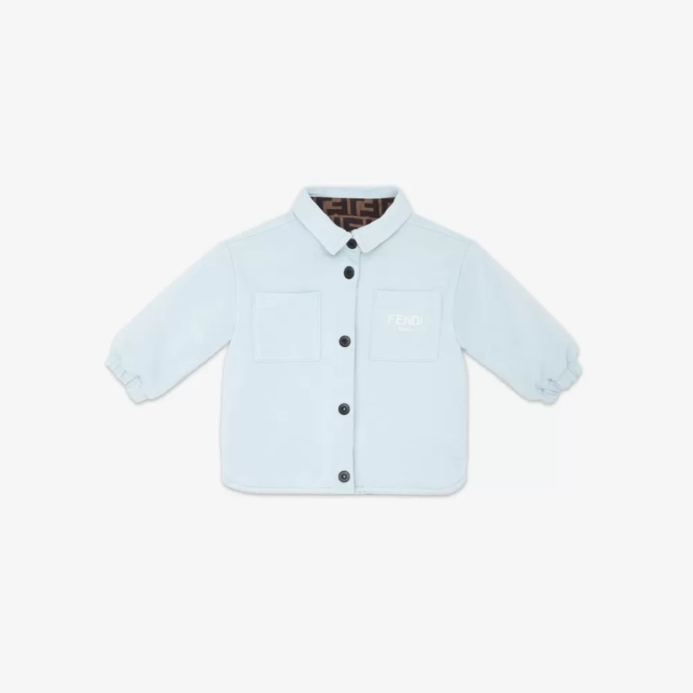 Fendi Baby Madchen<Wendbare Hemdjacke Aus Hellblauem Fleece Und Ff Nylon