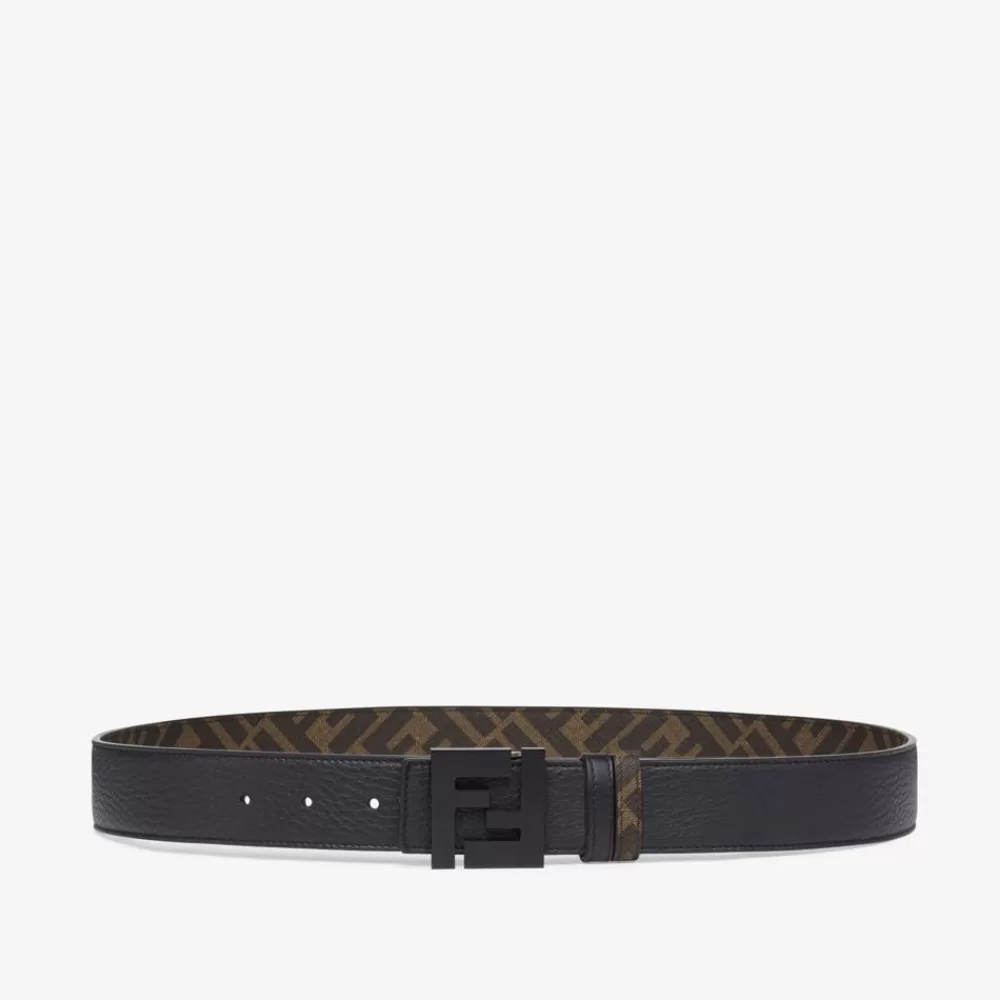 Fendi Gurtel<Wendegurtel Aus Leder Und Stoff In Braun