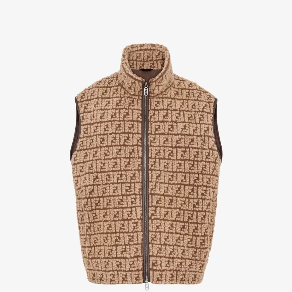 Fendi Mantel Und Oberbekleidung<Weste Aus Teddy-Stoff In Braun