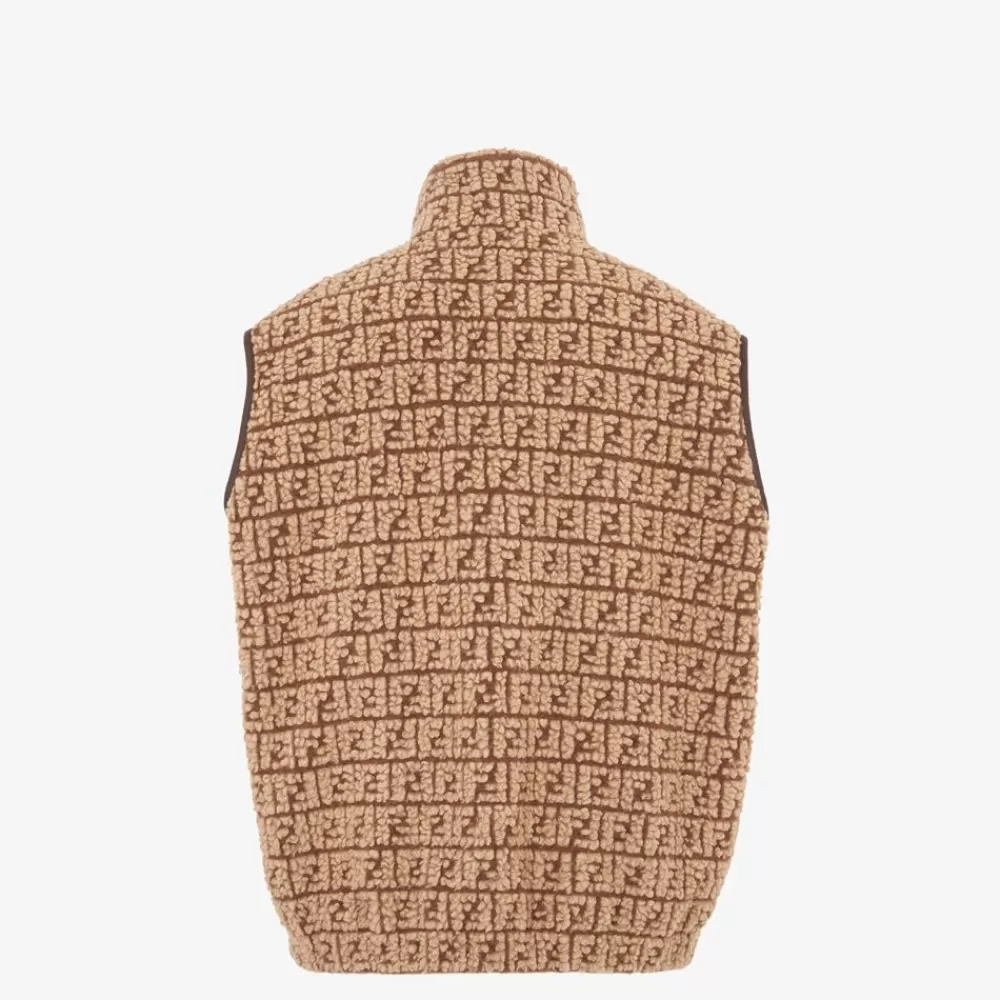 Fendi Mantel Und Oberbekleidung<Weste Aus Teddy-Stoff In Braun