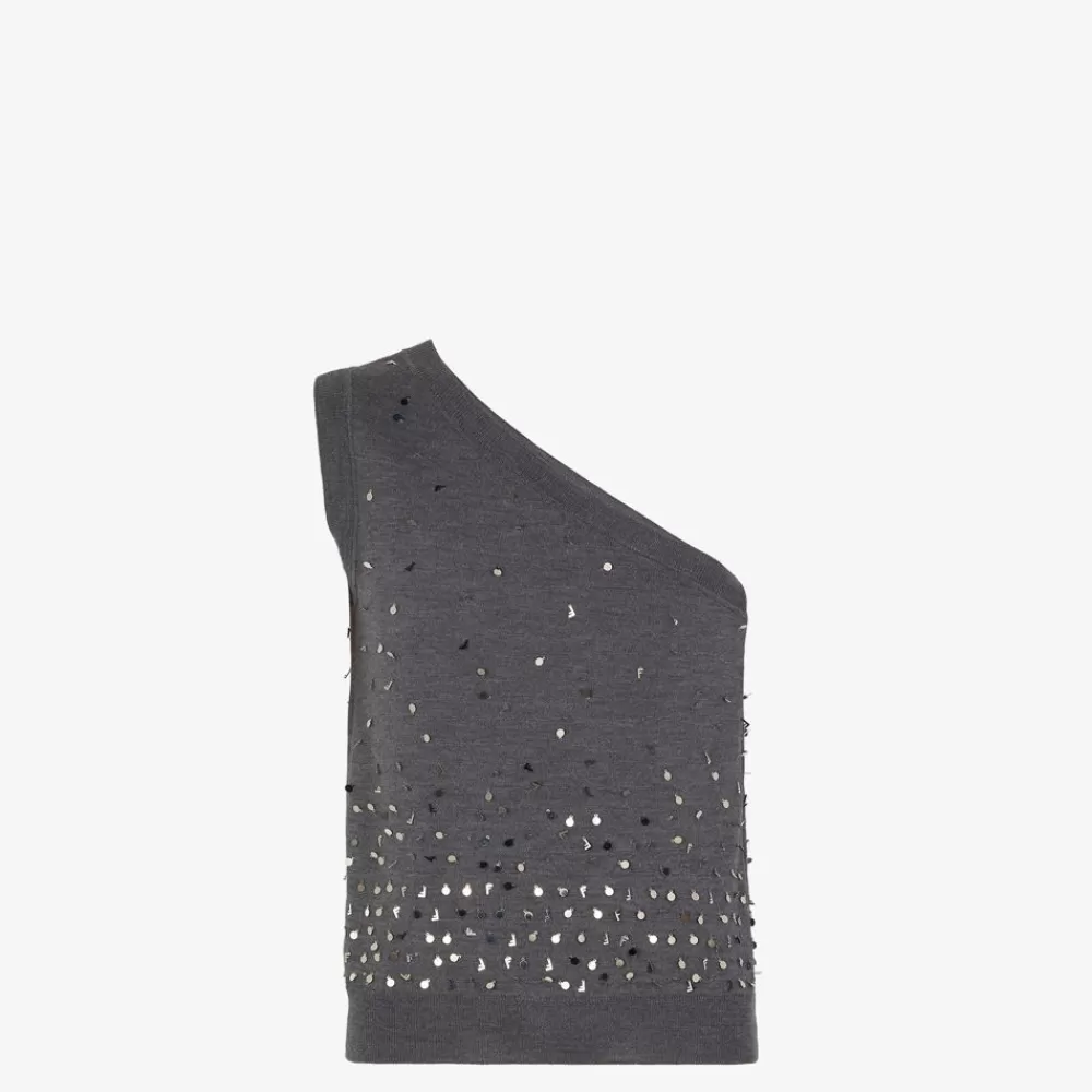 Fendi Strickbekleidung<Weste Aus Wolle In Grau